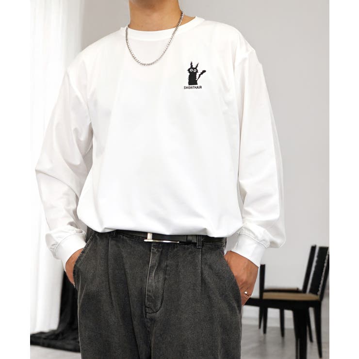 黒ネコ 刺繍 ストレッチ 長袖 Tシャツ  | GROOVY STORE | 詳細画像9 