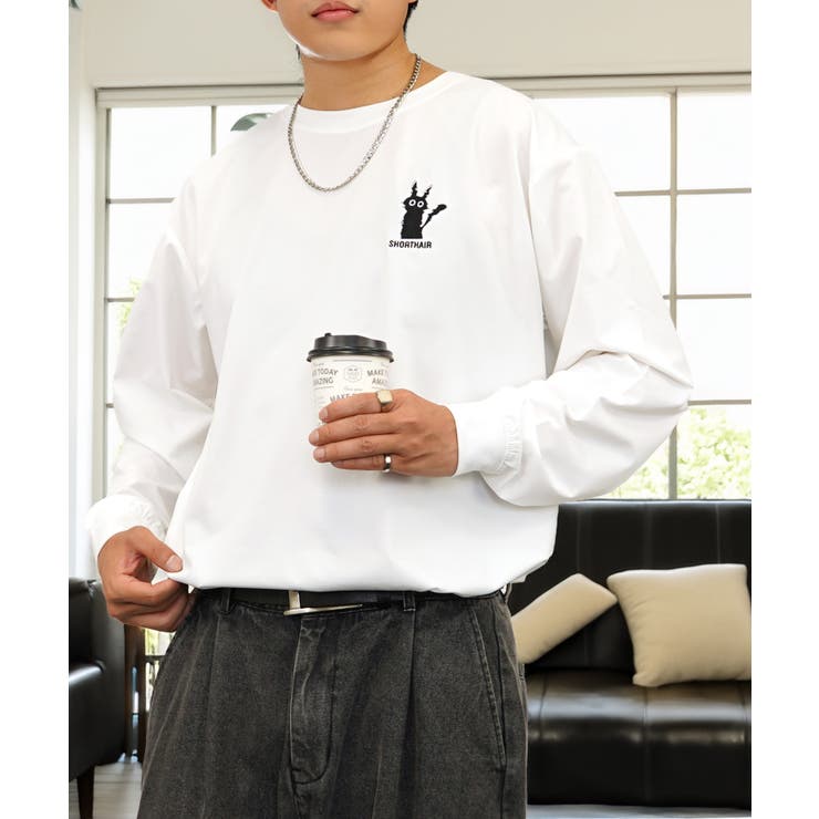 黒ネコ 刺繍 ストレッチ 長袖 Tシャツ  | GROOVY STORE | 詳細画像11 