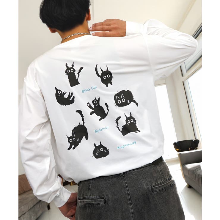 黒ネコ 刺繍 ストレッチ 長袖 Tシャツ  | GROOVY STORE | 詳細画像4 