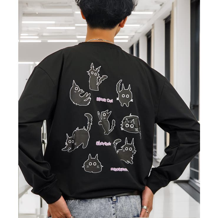 黒ネコ 刺繍 ストレッチ 長袖 Tシャツ  | GROOVY STORE | 詳細画像6 