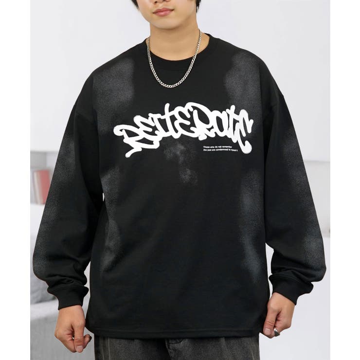 ブラック-1 | グラフィック プリント ロンｔ 長袖Tシャツ | GROOVY STORE