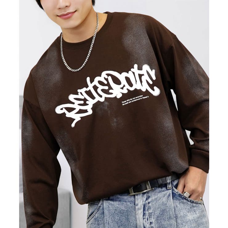 チョコブラウン-1 | グラフィック プリント ロンｔ 長袖Tシャツ | GROOVY STORE