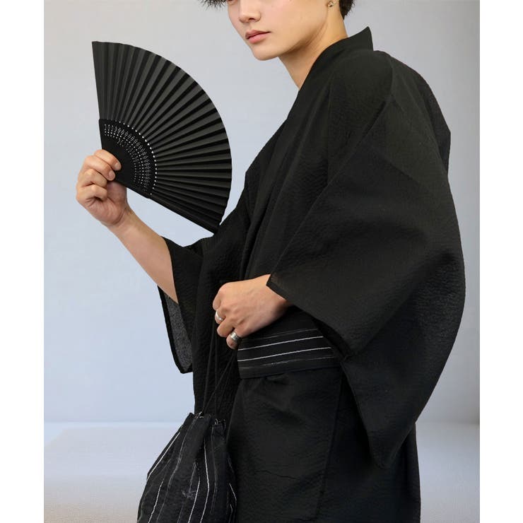 ブラック | 浴衣 5点セット (浴衣・帯・下駄・扇子・巾着)  | GROOVY STORE