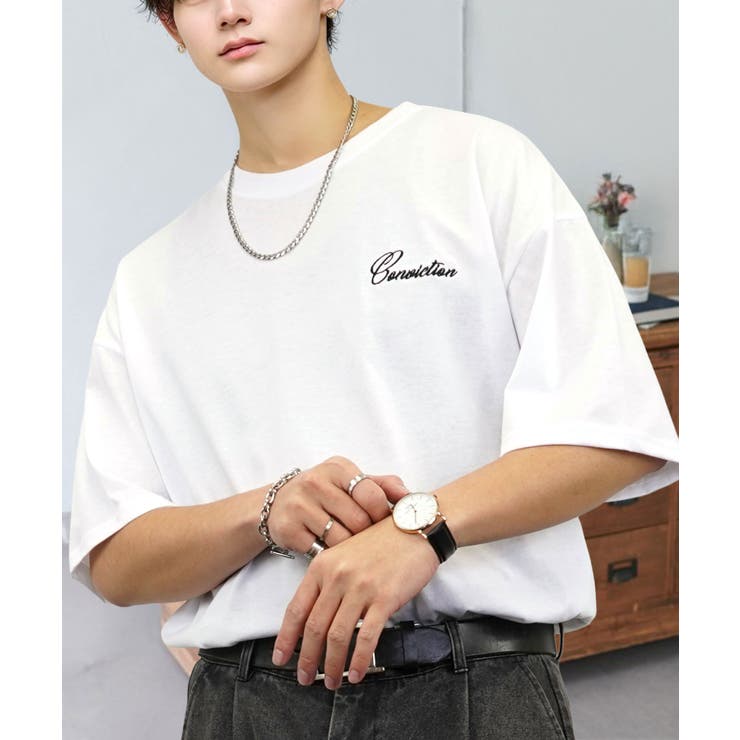 刺繍 ワンポイント Tシャツ半袖 T ロゴ ワイド  | GROOVY STORE | 詳細画像14 