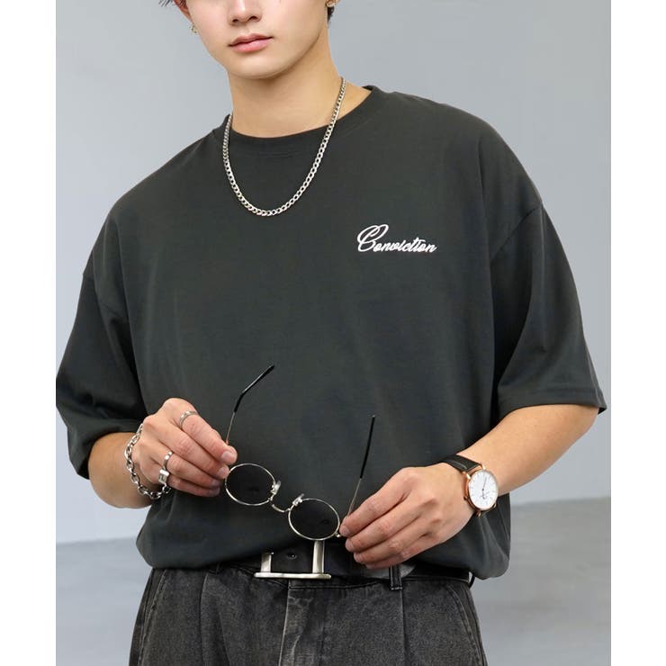 刺繍 ワンポイント Tシャツ半袖 T ロゴ ワイド  | GROOVY STORE | 詳細画像21 