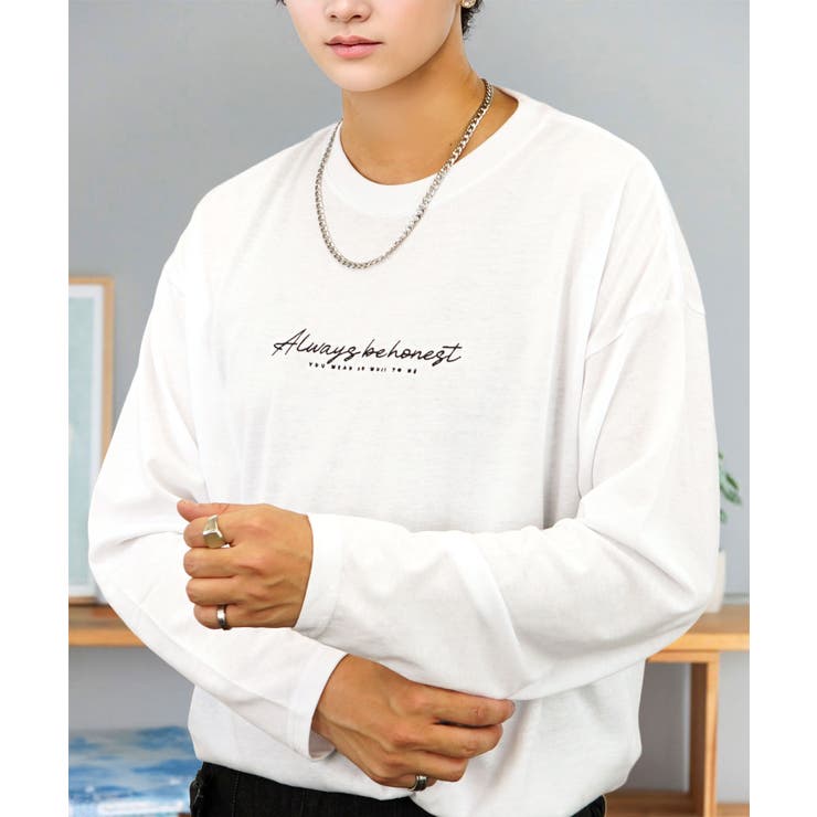 【ワイド】刺繍 長袖Tシャツ ロンT ワンポイント カジュアル キレイめ | GROOVY STORE | 詳細画像4 