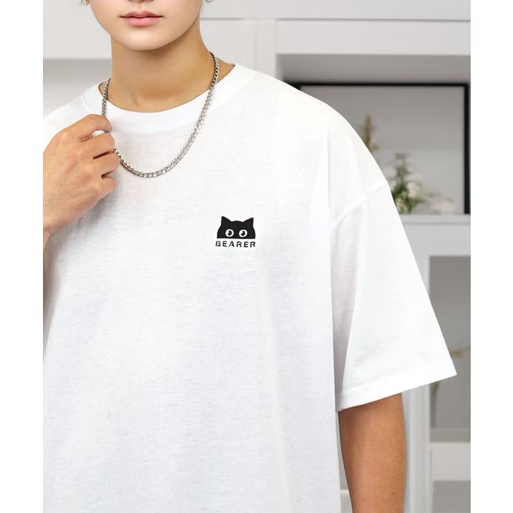 【刺繍】黒猫 ワンポイント Tシャツ半袖 グラフィック クロネコ 足跡 ハート | GROOVY STORE | 詳細画像5 