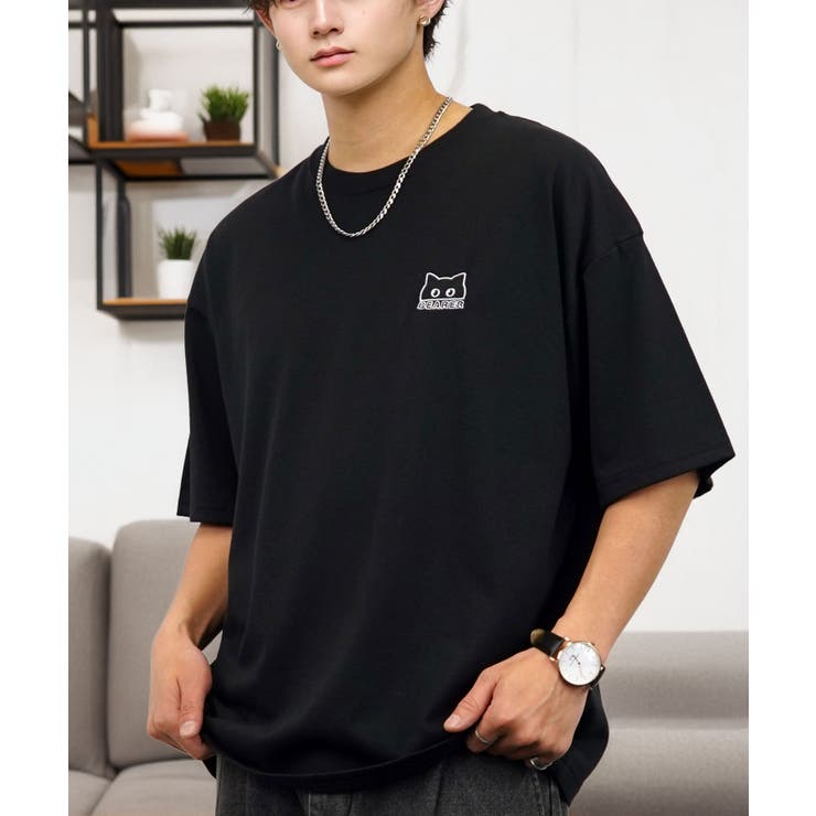 【刺繍】黒猫 ワンポイント Tシャツ半袖 グラフィック クロネコ 足跡 ハート | GROOVY STORE | 詳細画像10 