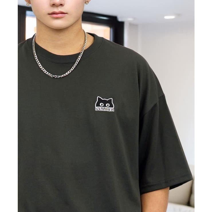 【刺繍】黒猫 ワンポイント Tシャツ半袖 グラフィック クロネコ 足跡 ハート | GROOVY STORE | 詳細画像15 