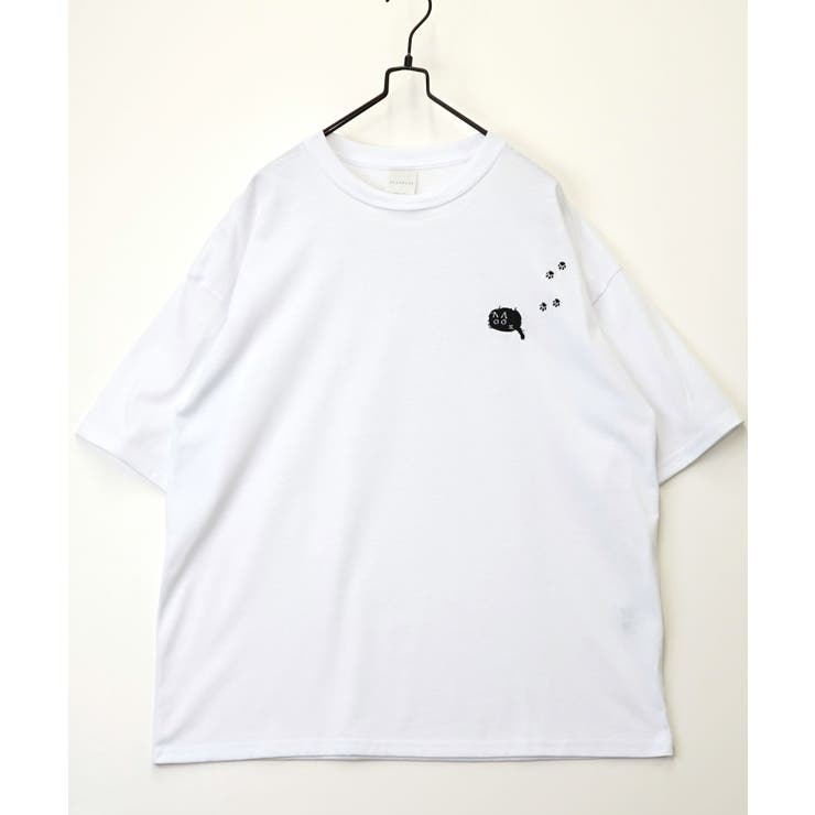 【刺繍】黒猫 ワンポイント Tシャツ半袖 グラフィック クロネコ 足跡 ハート | GROOVY STORE | 詳細画像17 
