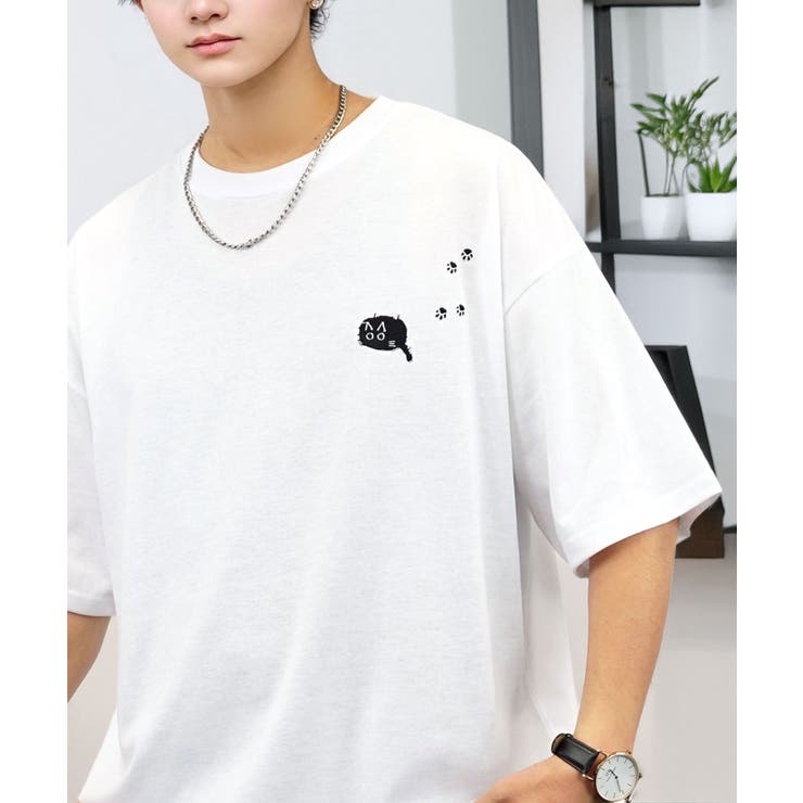 【刺繍】黒猫 ワンポイント Tシャツ半袖 グラフィック クロネコ 足跡 ハート | GROOVY STORE | 詳細画像19 