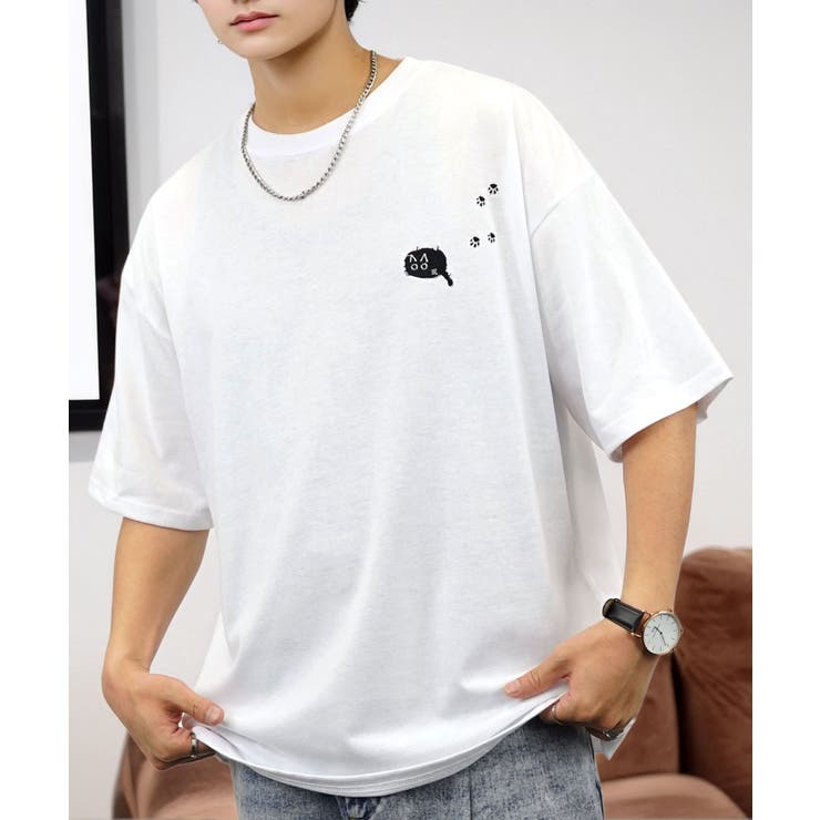 【刺繍】黒猫 ワンポイント Tシャツ半袖 グラフィック クロネコ 足跡 ハート | GROOVY STORE | 詳細画像20 