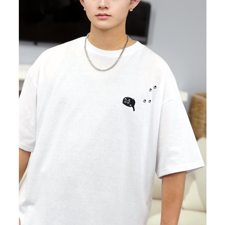 【刺繍】黒猫 ワンポイント Tシャツ半袖 グラフィック クロネコ 足跡 ハート | GROOVY STORE | 詳細画像21 