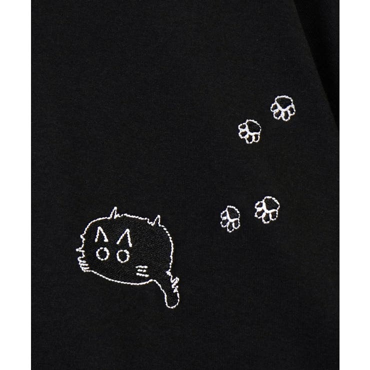 【刺繍】黒猫 ワンポイント Tシャツ半袖 グラフィック クロネコ 足跡 ハート | GROOVY STORE | 詳細画像23 