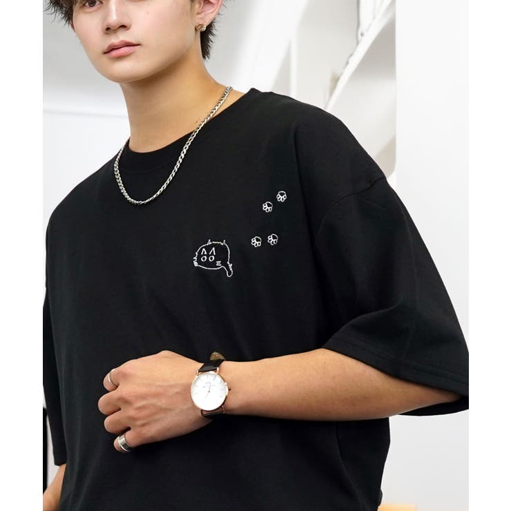 【刺繍】黒猫 ワンポイント Tシャツ半袖 グラフィック クロネコ 足跡 ハート | GROOVY STORE | 詳細画像24 