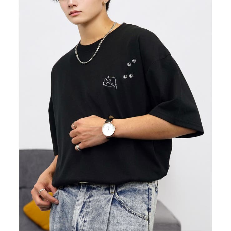 【刺繍】黒猫 ワンポイント Tシャツ半袖 グラフィック クロネコ 足跡 ハート | GROOVY STORE | 詳細画像26 
