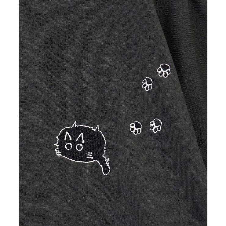 【刺繍】黒猫 ワンポイント Tシャツ半袖 グラフィック クロネコ 足跡 ハート | GROOVY STORE | 詳細画像28 