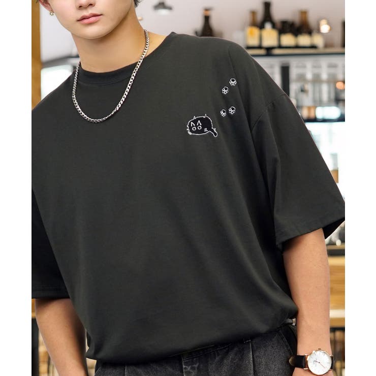 【刺繍】黒猫 ワンポイント Tシャツ半袖 グラフィック クロネコ 足跡 ハート | GROOVY STORE | 詳細画像29 