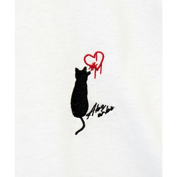 【刺繍】黒猫 ワンポイント Tシャツ半袖 グラフィック クロネコ 足跡 ハート | GROOVY STORE | 詳細画像33 