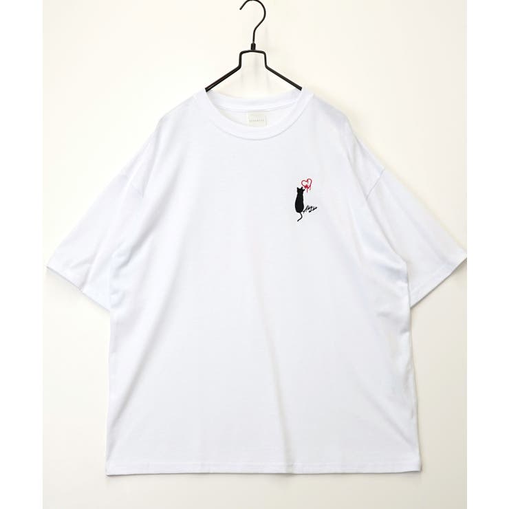 【刺繍】黒猫 ワンポイント Tシャツ半袖 グラフィック クロネコ 足跡 ハート | GROOVY STORE | 詳細画像32 