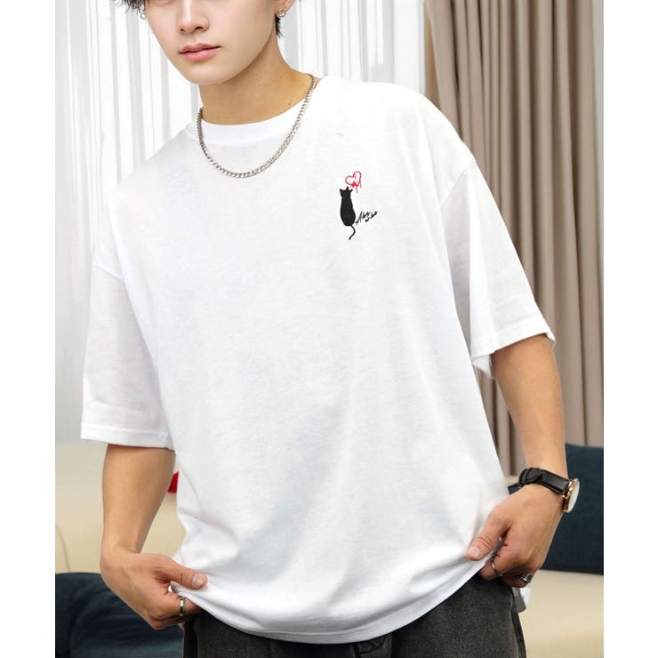 【刺繍】黒猫 ワンポイント Tシャツ半袖 グラフィック クロネコ 足跡 ハート | GROOVY STORE | 詳細画像36 