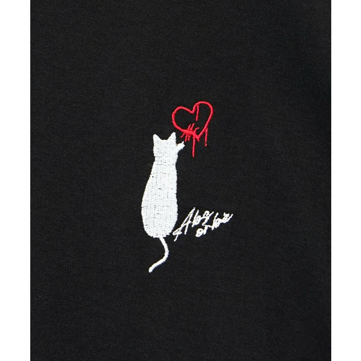 【刺繍】黒猫 ワンポイント Tシャツ半袖 グラフィック クロネコ 足跡 ハート | GROOVY STORE | 詳細画像38 