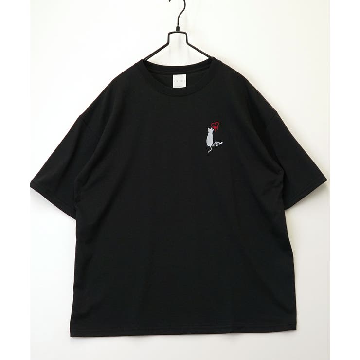 【刺繍】黒猫 ワンポイント Tシャツ半袖 グラフィック クロネコ 足跡 ハート | GROOVY STORE | 詳細画像37 