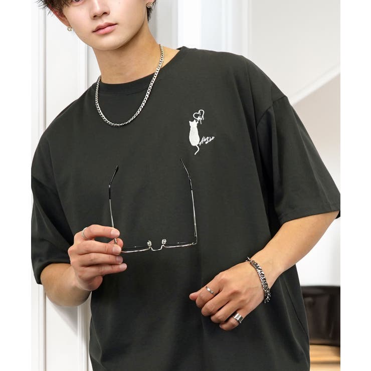 【刺繍】黒猫 ワンポイント Tシャツ半袖 グラフィック クロネコ 足跡 ハート | GROOVY STORE | 詳細画像46 