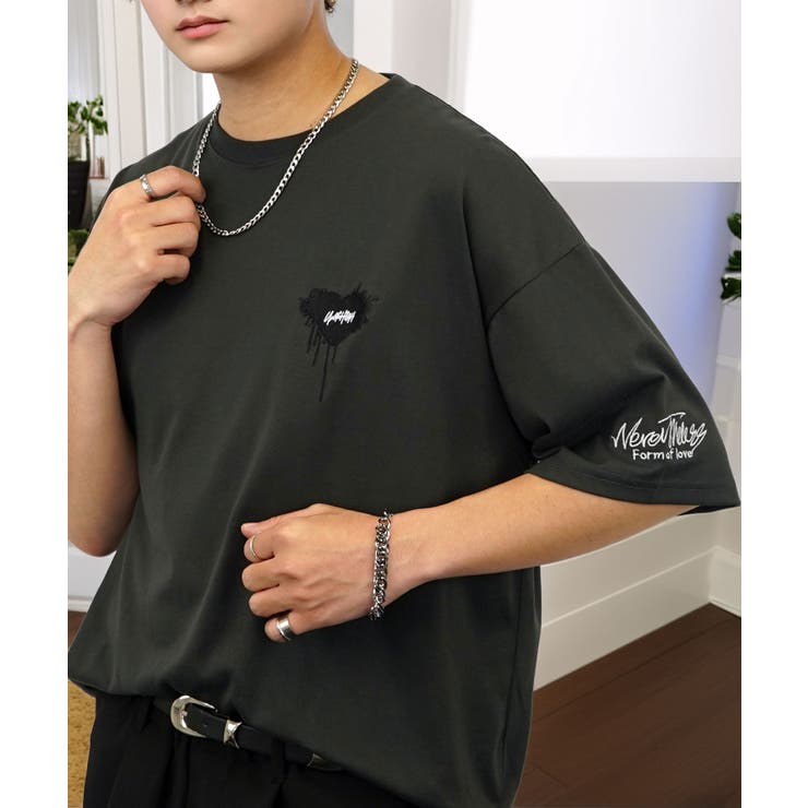 ブラック系-ハート | 【刺繍】ワンポイント Tシャツ半袖 グラフィック | GROOVY STORE