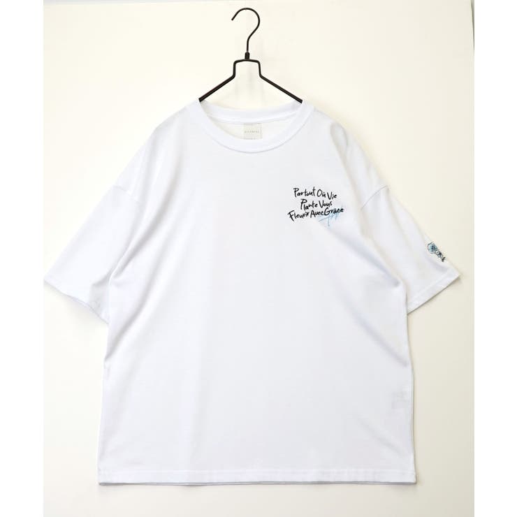 【刺繍】ワンポイント Tシャツ半袖 グラフィック フラワー ロゴ 袖刺繍 | GROOVY STORE | 詳細画像1 
