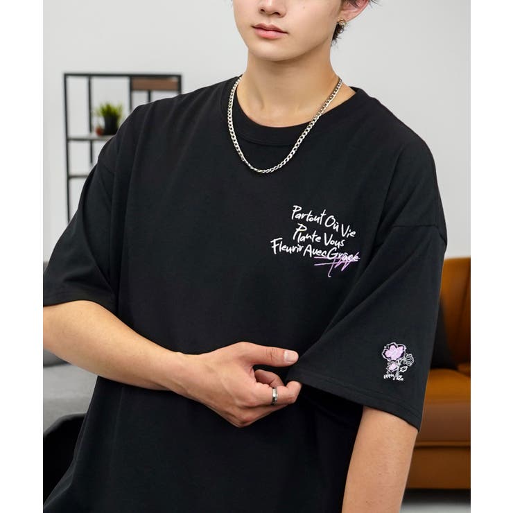 【刺繍】ワンポイント Tシャツ半袖 グラフィック フラワー ロゴ 袖刺繍 | GROOVY STORE | 詳細画像7 