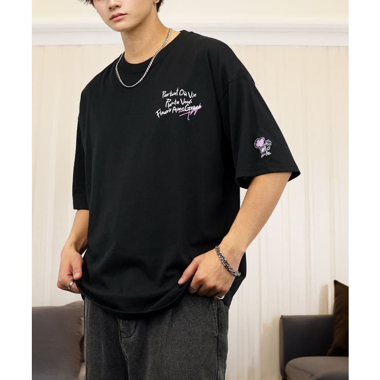 【刺繍】ワンポイント Tシャツ半袖 グラフィック フラワー ロゴ 袖刺繍 | GROOVY STORE | 詳細画像8 