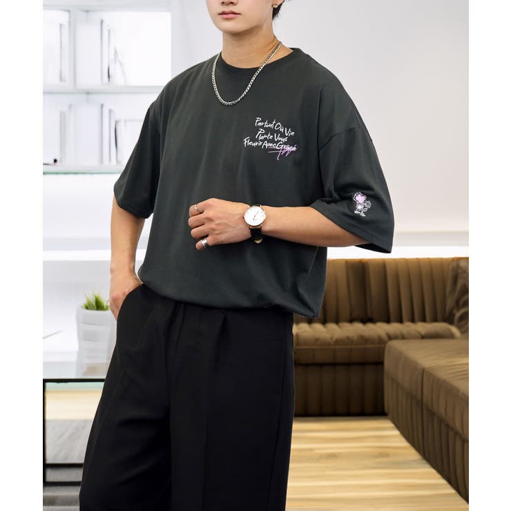 【刺繍】ワンポイント Tシャツ半袖 グラフィック フラワー ロゴ 袖刺繍 | GROOVY STORE | 詳細画像11 