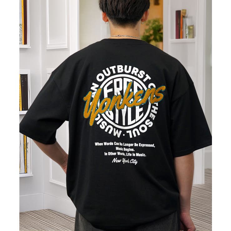 ブラック-ロゴ | ルーズフィット グラフィック Tシャツ バックプリント | GROOVY STORE