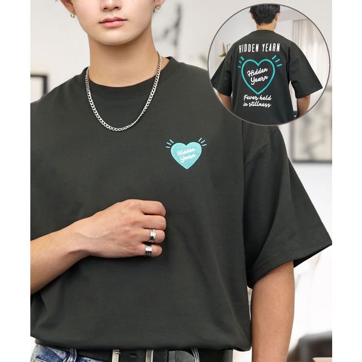 ブラック系-ハート3 | 【ワイド】ヘビーウェイト グラフィック Tシャツ 半袖 オーバーサイズ | GROOVY STORE