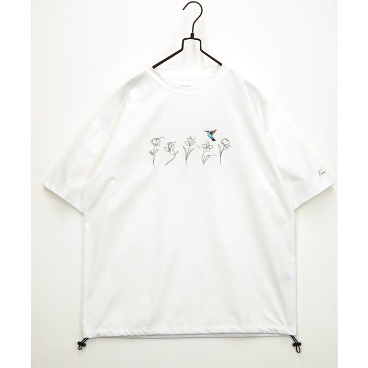 ルーズフィット グラフィック 半袖Tシャツ 短丈可能 ドロスト 刺繍ロゴT | GROOVY STORE | 詳細画像2 