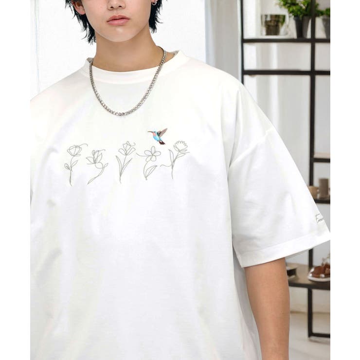 ルーズフィット グラフィック 半袖Tシャツ 短丈可能 ドロスト 刺繍ロゴT | GROOVY STORE | 詳細画像1 