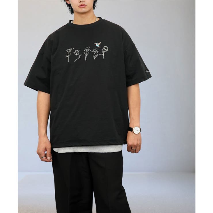 ルーズフィット グラフィック 半袖Tシャツ 短丈可能 ドロスト 刺繍ロゴT | GROOVY STORE | 詳細画像7 