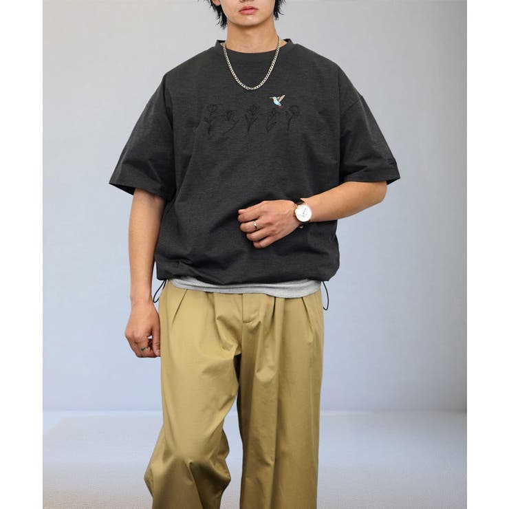 ルーズフィット グラフィック 半袖Tシャツ 短丈可能 ドロスト 刺繍ロゴT | GROOVY STORE | 詳細画像11 