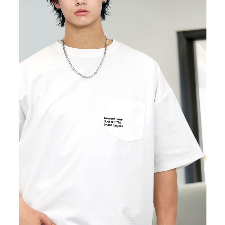 ホワイト-ロゴ | ルーズフィット グラフィック 半袖Tシャツ 短丈可能 ドロスト 刺繍ロゴT | GROOVY STORE