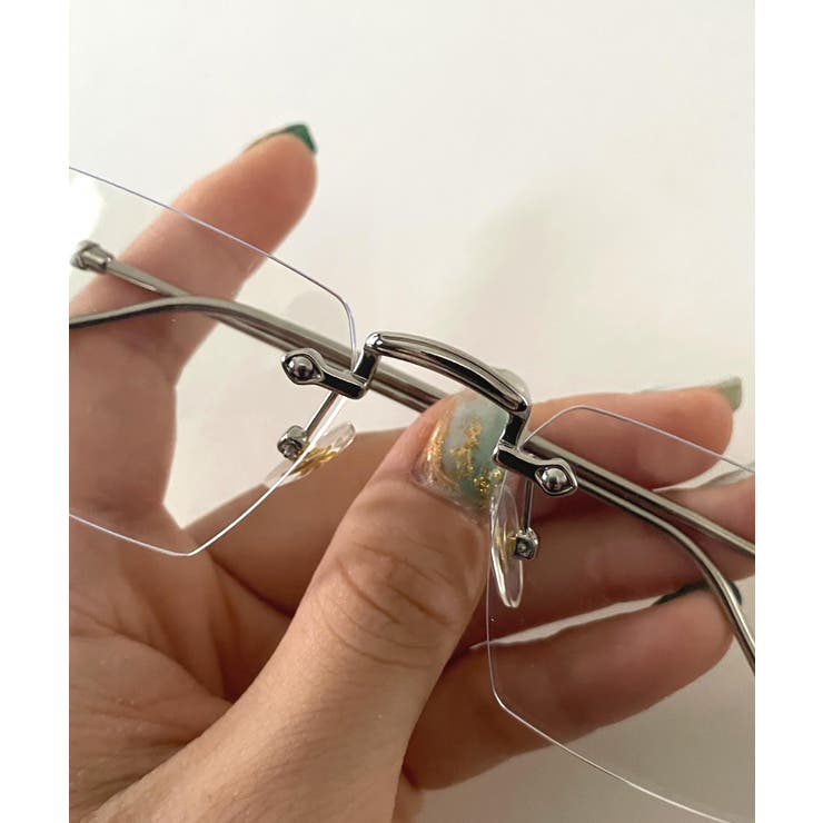 ブルーライトカット メタルリムレスメガネ リムレスメガネ ブルーライトカット ノンフレーム[品番