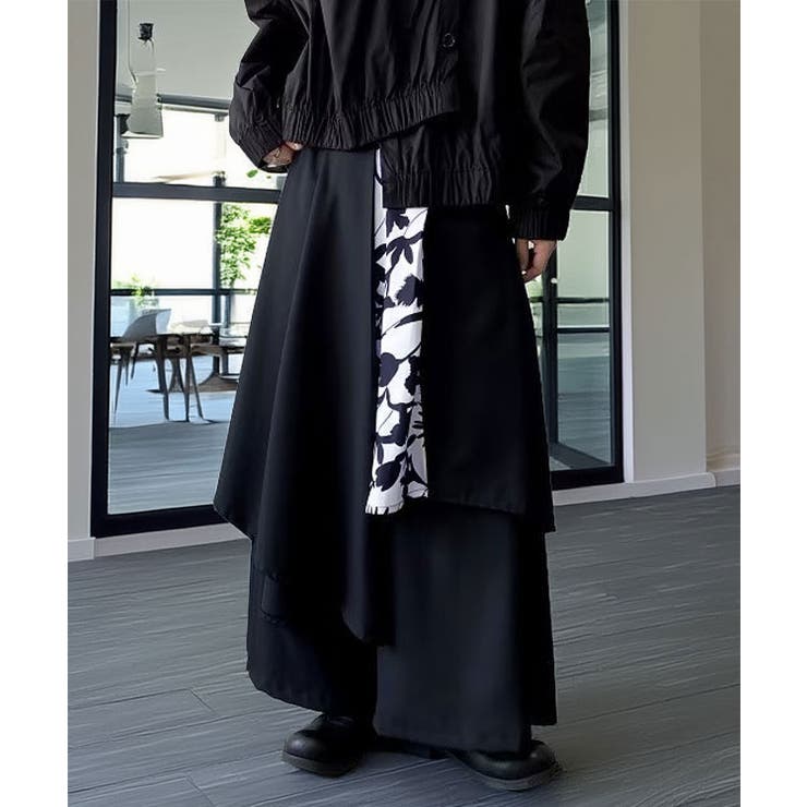 ルーズシルエット ワイドパンツ レイヤード ドレープ 袴 パンツ | GROOVY STORE | 詳細画像9 
