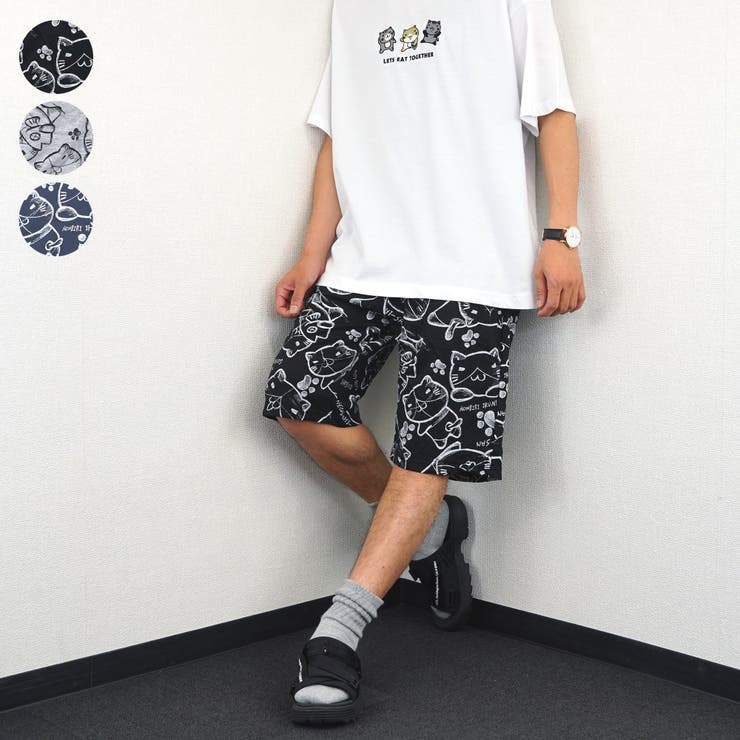 モノトーン猫渕さん総柄ミニ裏毛ショートパンツ 品番 Grvk Groovy Store グルービーストア のメンズファッション 通販 Shoplist ショップリスト