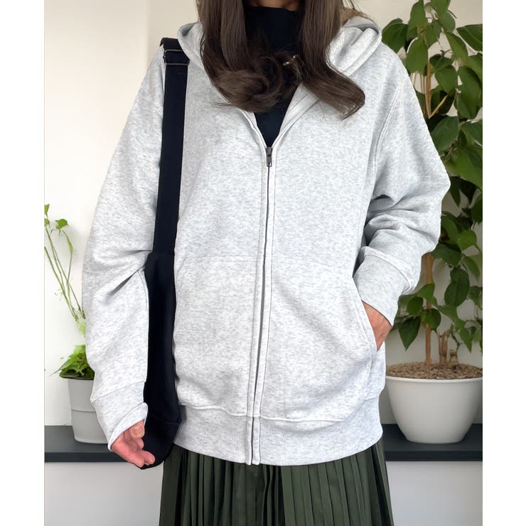 【無地】ジップ パーカー レディース