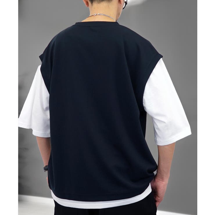 Tシャツ半袖 レイヤード風Tシャツ ジョーゼット[品番