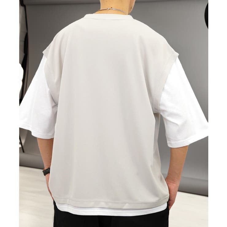 Tシャツ半袖 レイヤード風Tシャツ ジョーゼット[品番