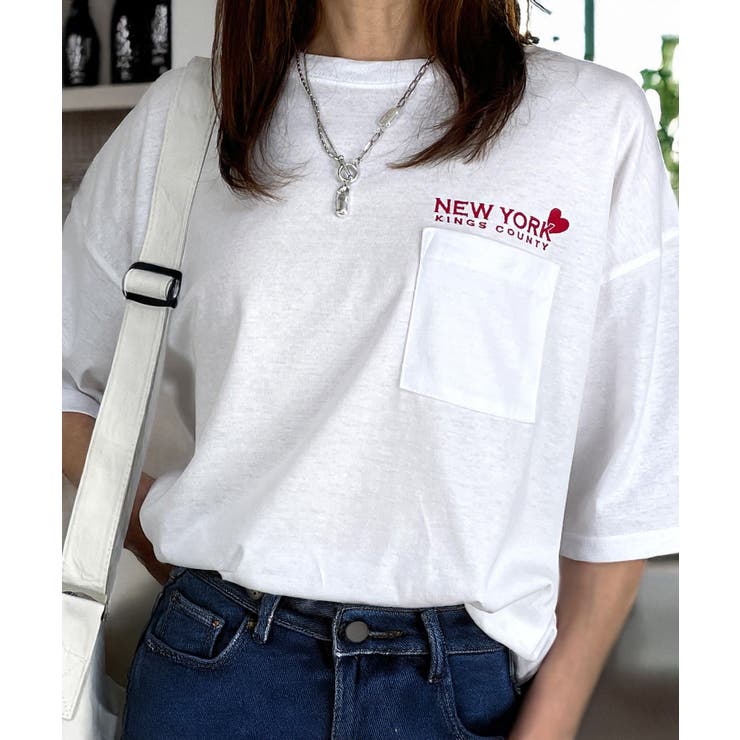 刺繍 ｵｰﾊﾞｰｻｲｽﾞ Tｼｬﾂ【ポケット】Tシャツ半袖 ｵｰﾊﾞｰｻｲｽﾞ #ロゴ Tシャツ