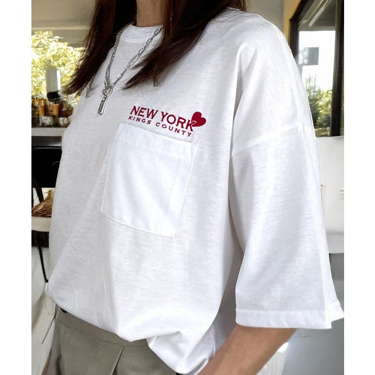 刺繍 ｵｰﾊﾞｰｻｲｽﾞ Tｼｬﾂ【ポケット】Tシャツ半袖 ｵｰﾊﾞｰｻｲｽﾞ #ロゴ Tシャツ