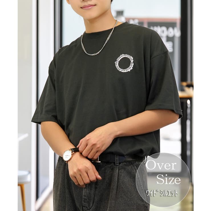 【オーバーサイズ】Tシャツ半袖 刺繍 Tシャツ ロゴ サークル | GROOVY STORE | 詳細画像1 