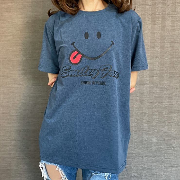 SmileyFace スマイル ロゴ 梨地 Tシャツ スマイリー ウインク[品番